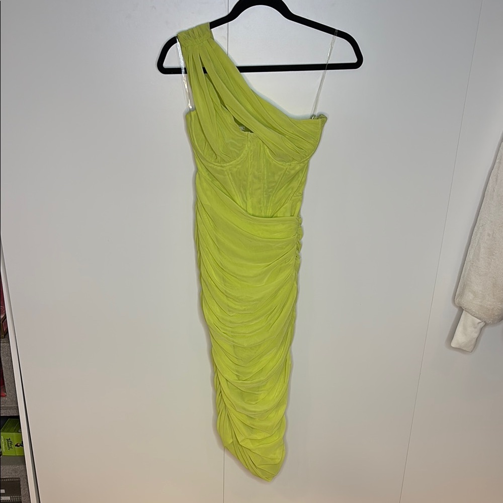 Lime Green One-Shoulder Dress